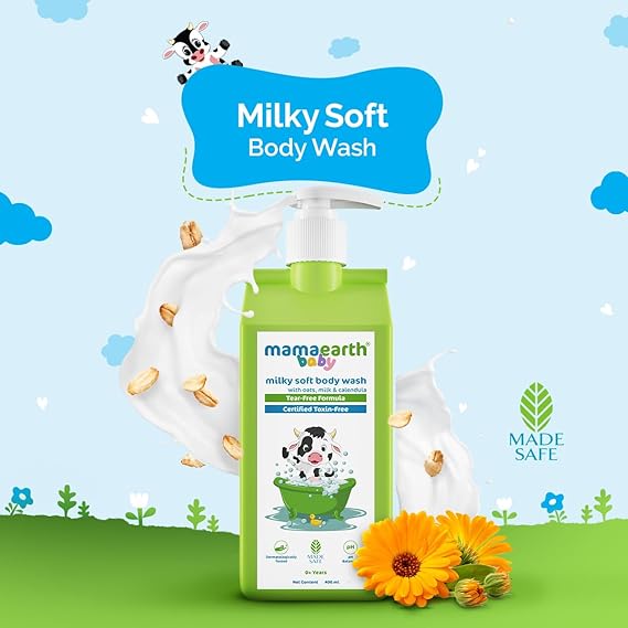 Mamaearth Milky Soft Body Wash for Babies with Oats, Milk and Calendula - 400 ml