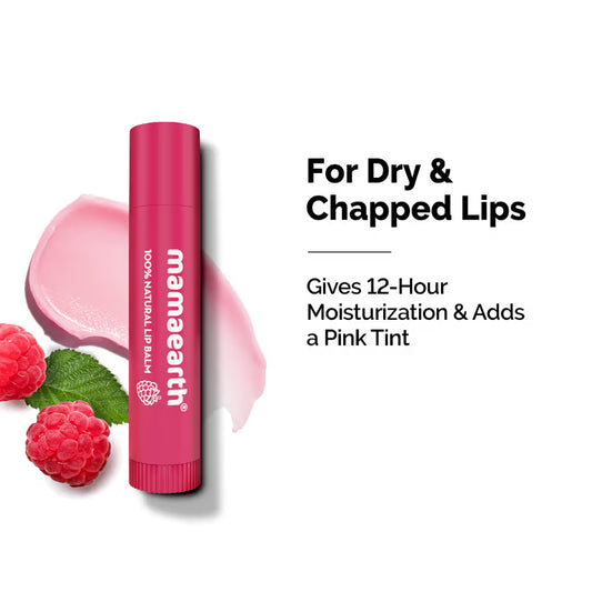 Mamaearth Nourishing Tinted 100% Natural Lip Balm with Vitamin E and Raspberry for Dry & Chapped Lips - 4 g