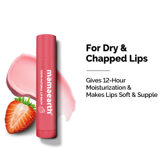 Mamaearth Nourishing Tinted 100% Natural Lip Balm with Vitamin E and Strawberry for Soft & Supple Lips - 4 g