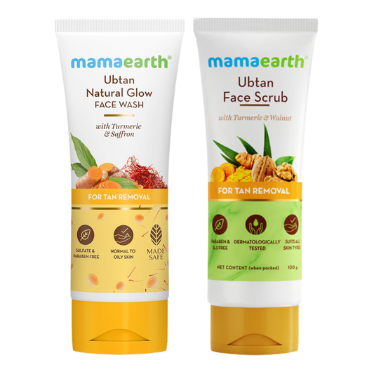 Mamaearth Ubtan Glow & Tan Removal Duo (Ubtan Face Wash 200 ml + Ubtan Face Scrub 100 g)