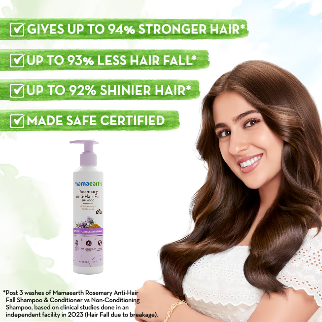 Mamaearth Rosemary Complete Anti-Hair Fall Strengthening Kit (Shampoo 250ml + Conditioner 250ml + Spray 200ml)