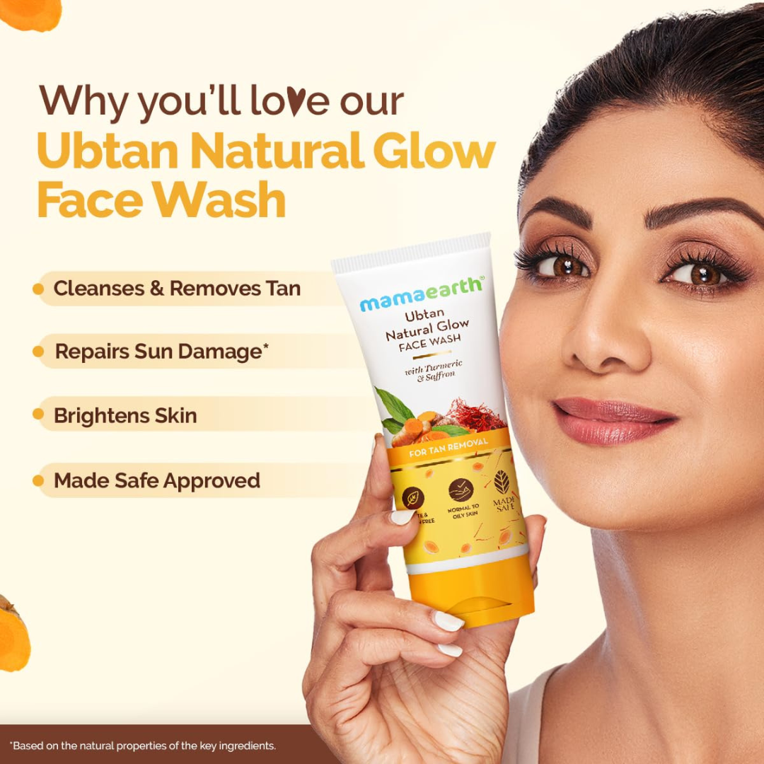 Mamaearth Ubtan Glow & Tan Removal Duo (Ubtan Face Wash 200 ml + Ubtan Face Scrub 100 g)