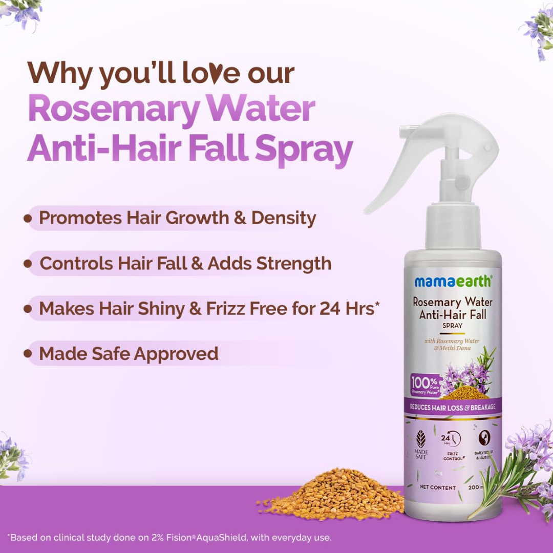 Mamaearth Rosemary Complete Anti-Hair Fall Strengthening Kit (Shampoo 250ml + Conditioner 250ml + Spray 200ml)