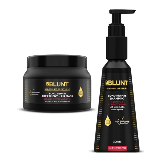BBLUNT Bond Repair Hair Care Combo | For Damaged Hair (Shampoo 300ml + Treatment Hair Mask 250g)