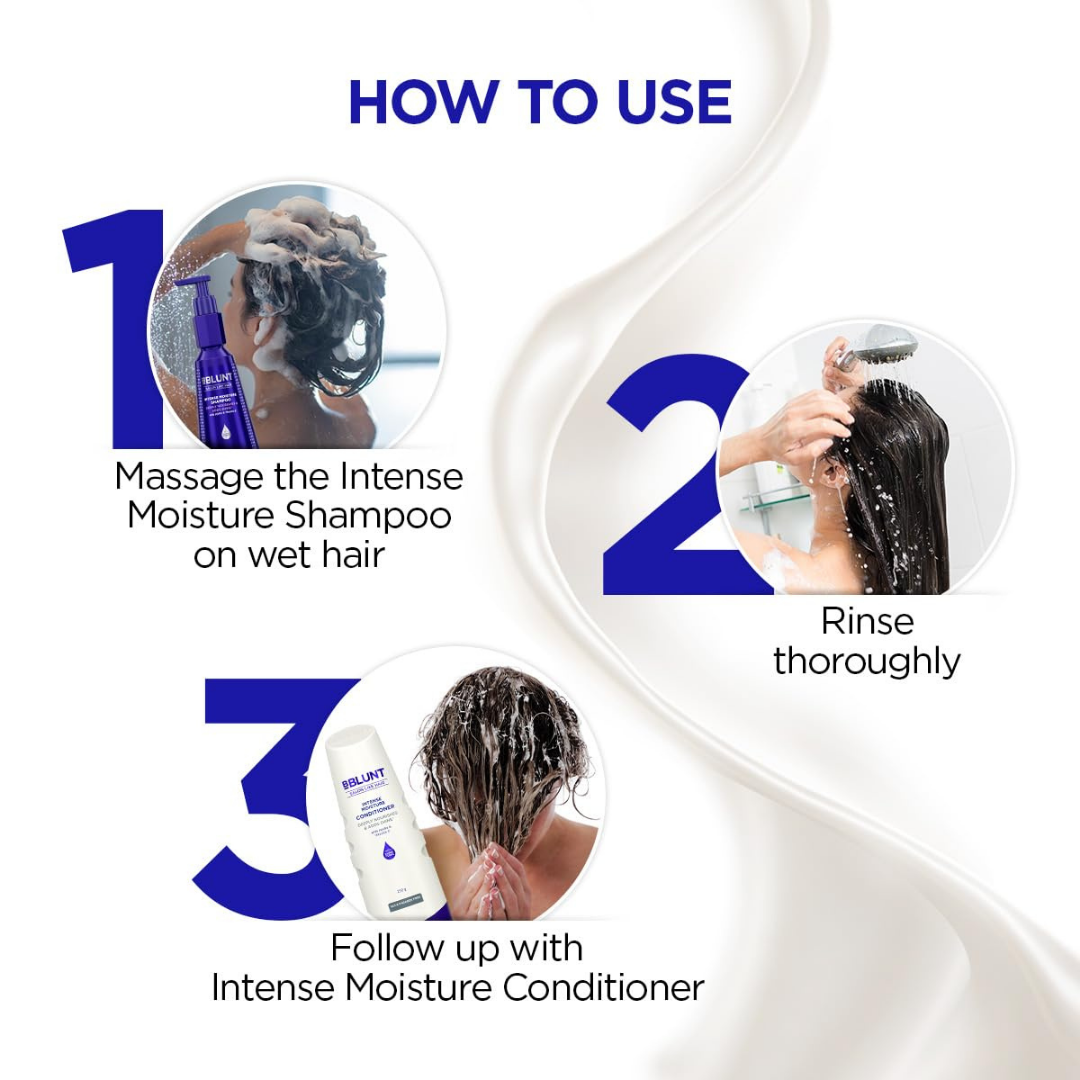 BBLUNT Intense Moisture Hair Care Duo | For Dry & Frizzy Hair (Shampoo 300ml + Hair Mask 250g)