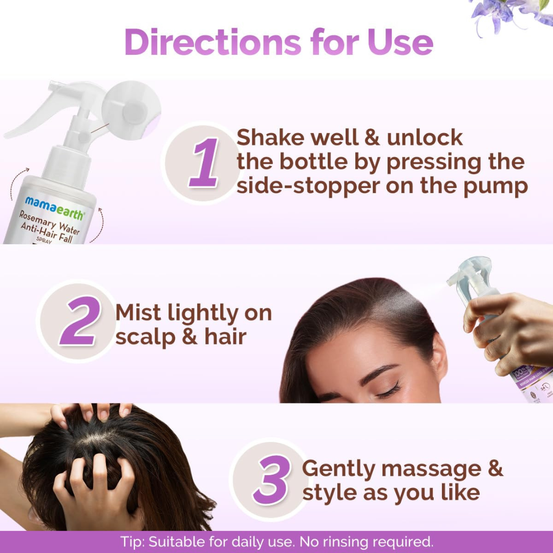 Mamaearth Rosemary Complete Anti-Hair Fall Strengthening Kit (Shampoo 250ml + Conditioner 250ml + Spray 200ml)