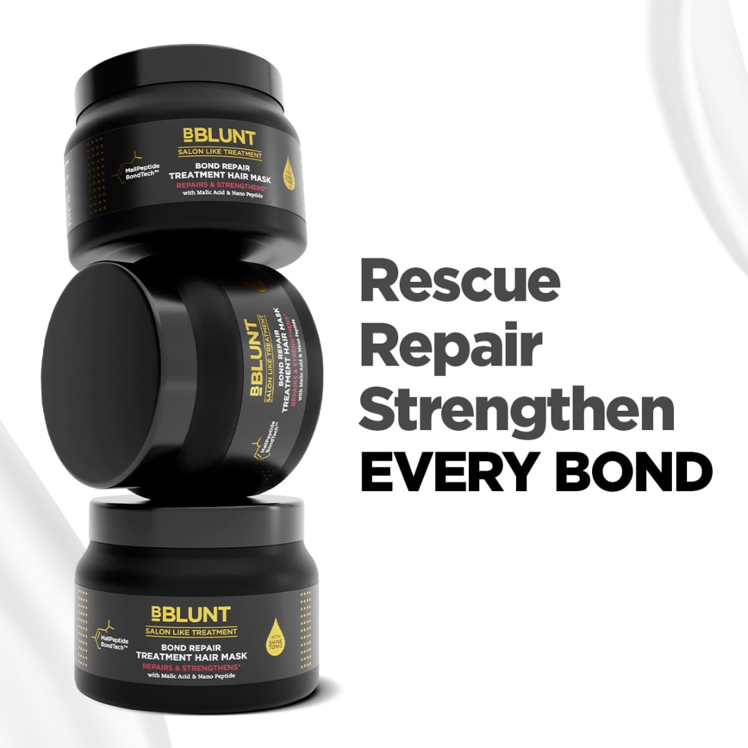 BBLUNT Bond Repair Hair Care Combo | For Damaged Hair (Shampoo 300ml + Treatment Hair Mask 250g)