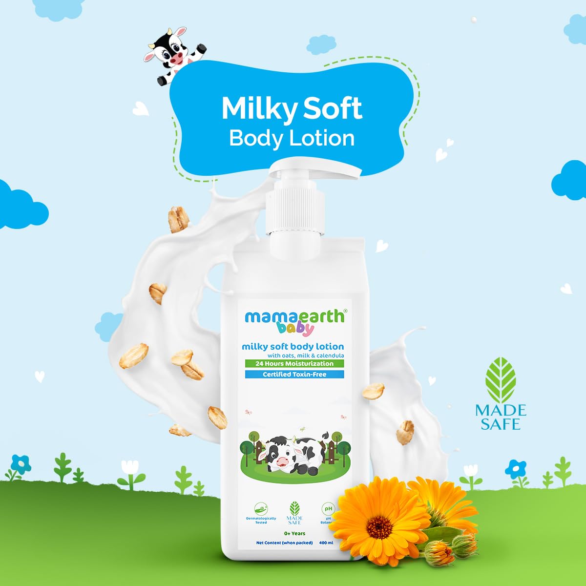 Mamaearth Milky Soft Body Lotion for Babies with Oats, Milk and Calendula - 400ml