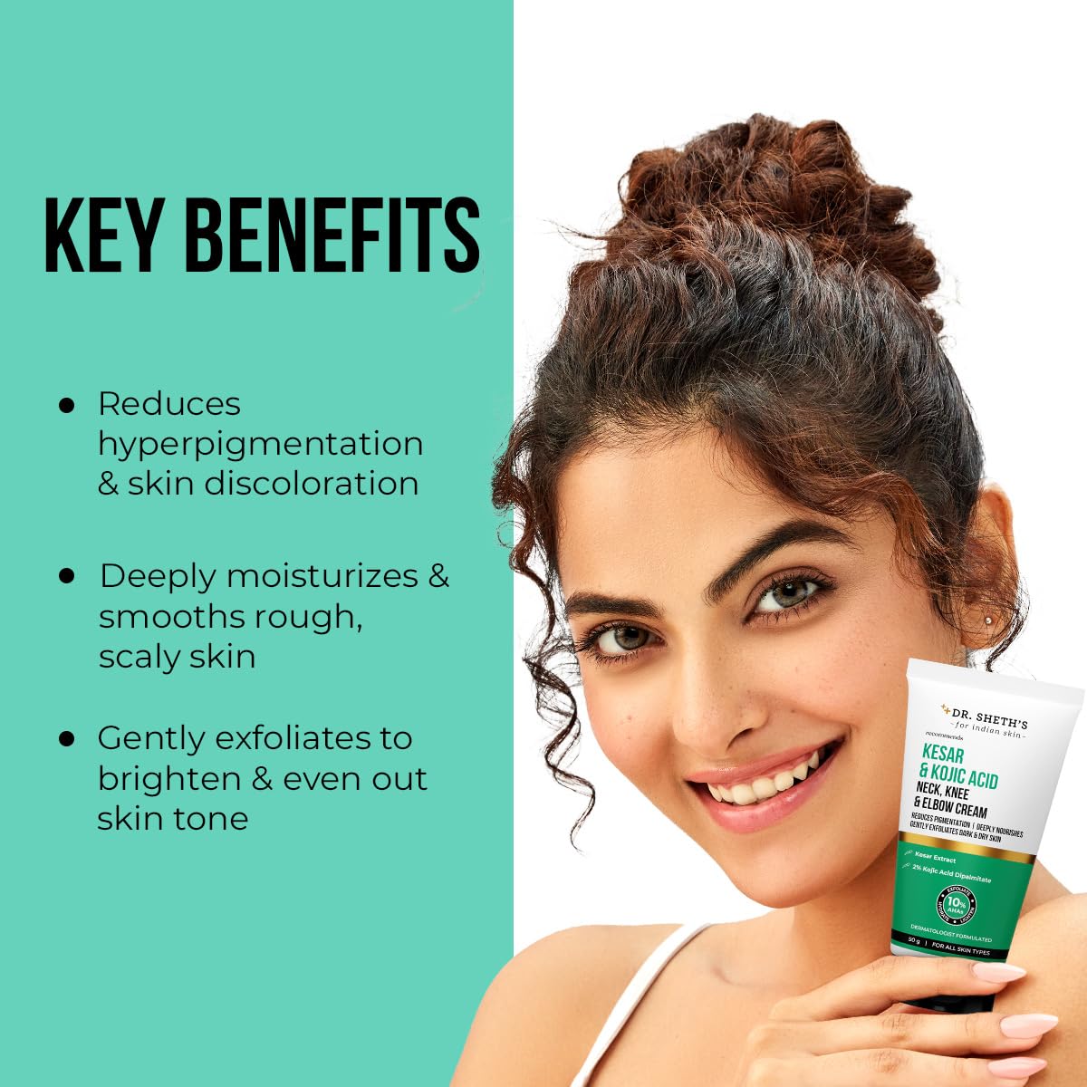 Dr. Sheth's Kesar & Kojic Acid Neck, Knee & Elbow Cream 50g