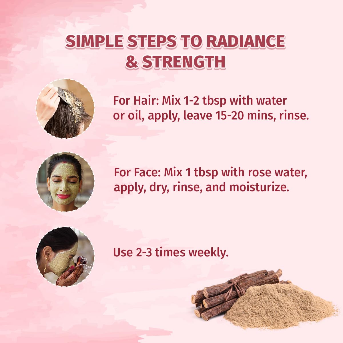 Pure Origin Turkish Mulethi Face & Hair Pack Powder to Boosts Natural Glow (100g)