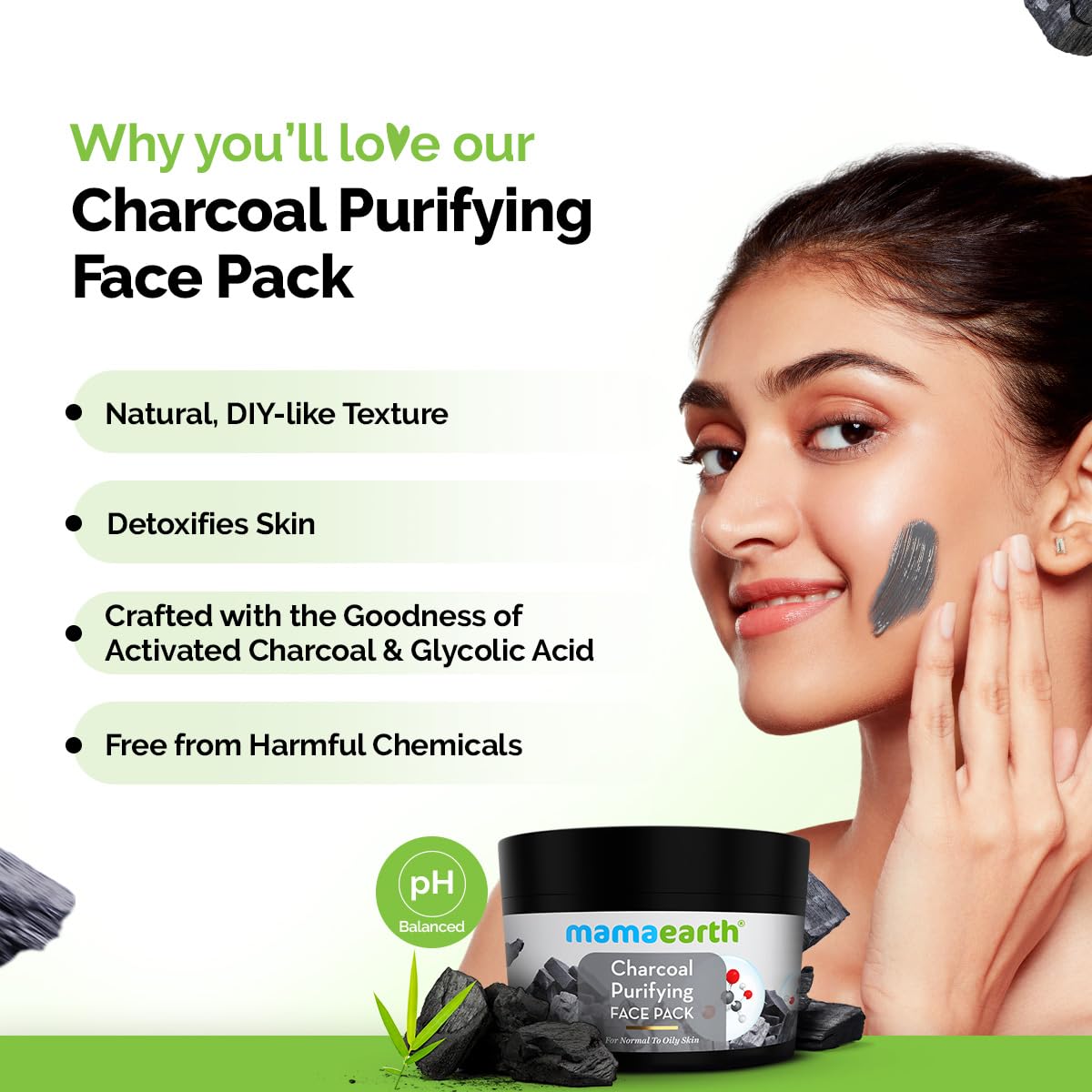 Mamaearth Charcoal Purifying Face | for Skin Detoxification | 200g