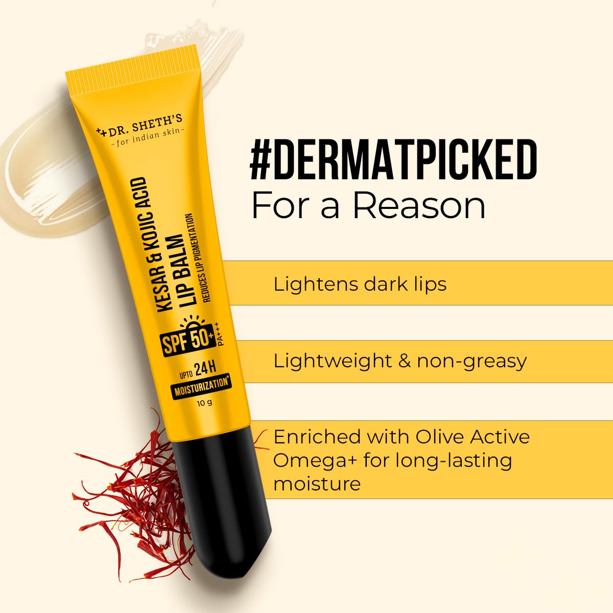 Dr Sheth's Kesar & Kojic Acid Lip Balm 10g