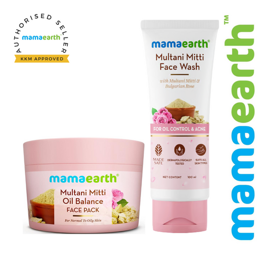 Mamaearth Multani Mitti Oil Balance Combo (face wash -100 ml) + (face pack - 200 g)