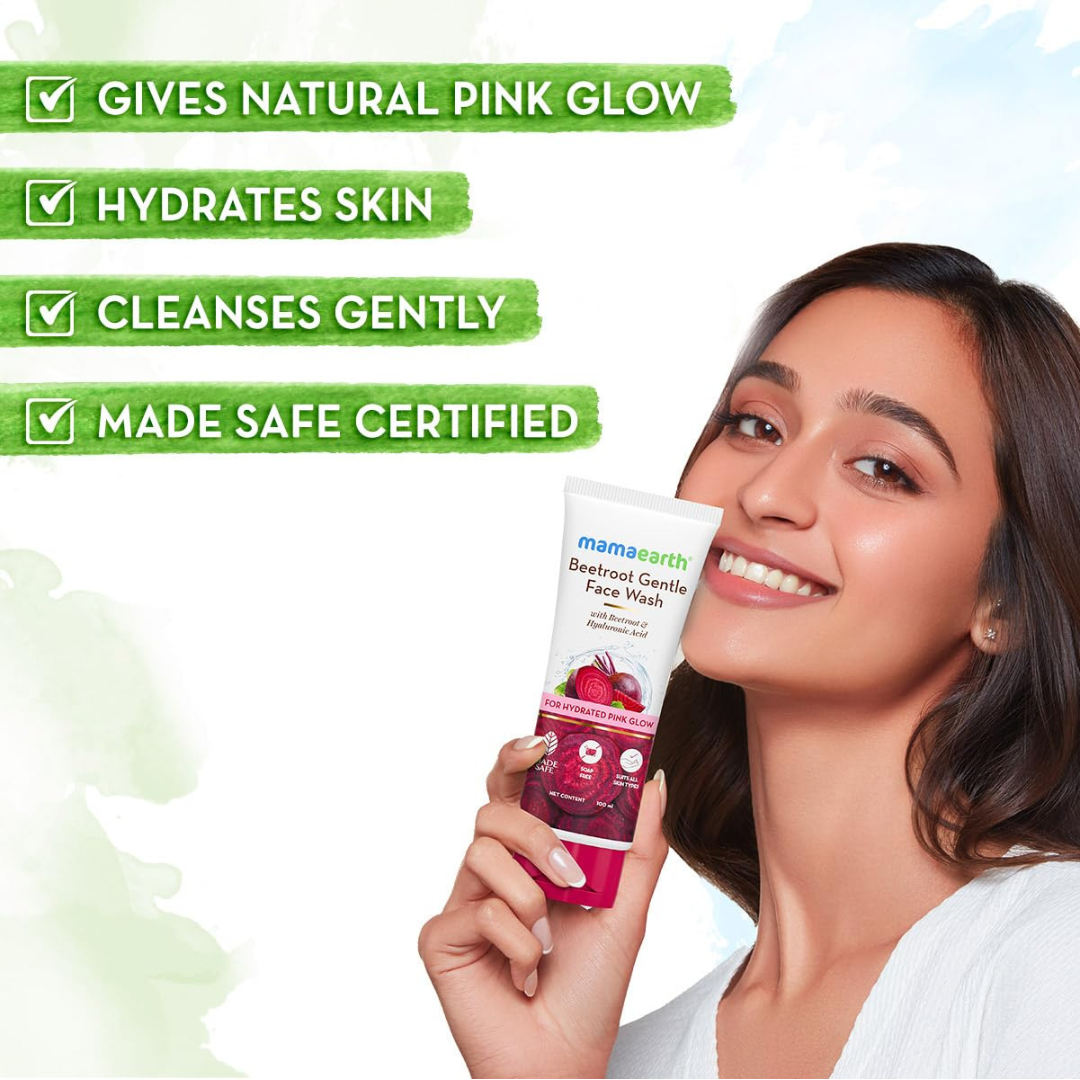 Mamaearth Beetroot Hydration Duo Pink Glow & Deep Hydration (Face Wash 100 ml & Glow Cream 80 g)