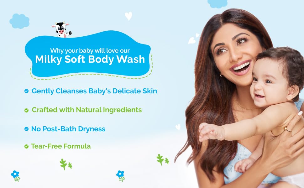 Mamaearth Milky Soft Body Wash for Babies with Oats, Milk and Calendula - 400 ml