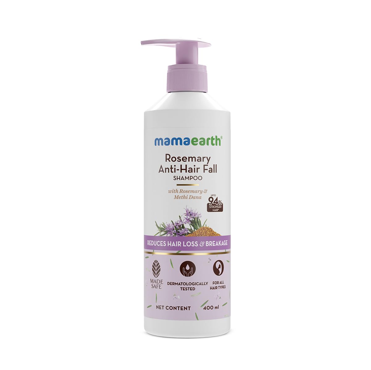 Rosemary Anti-Hair Fall Shampoo with Rosemary & Methi Dana for Reducing Hair Loss & Breakage - 250 and 400ml