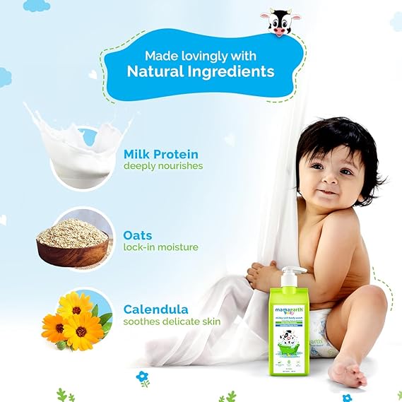 Mamaearth Milky Soft Body Wash for Babies with Oats, Milk and Calendula - 400 ml
