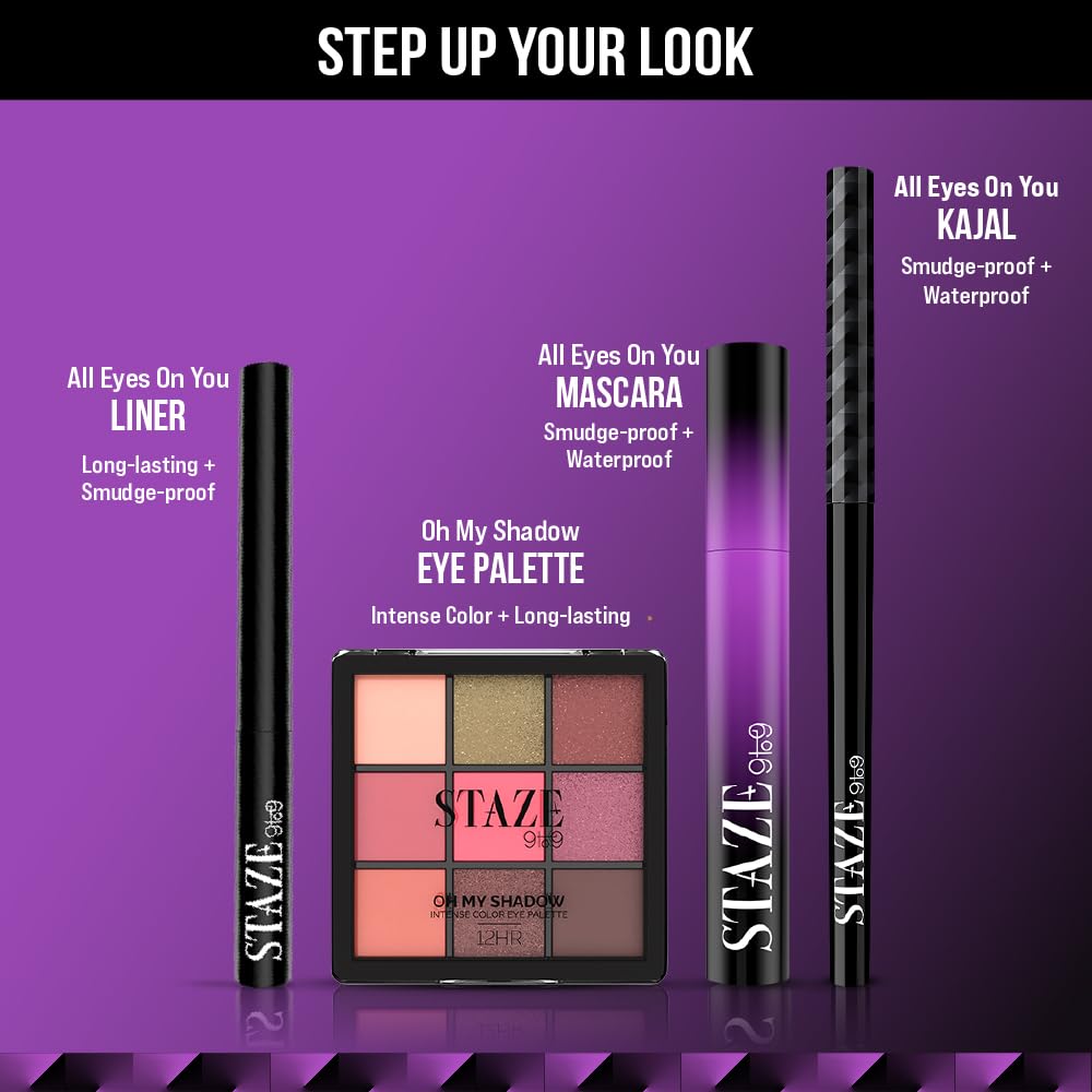 Staze 9to9 All Eyes on You Eyeliner | Smudgeproof, Waterproof & 16 Hrs Long Stay | 1.8ml