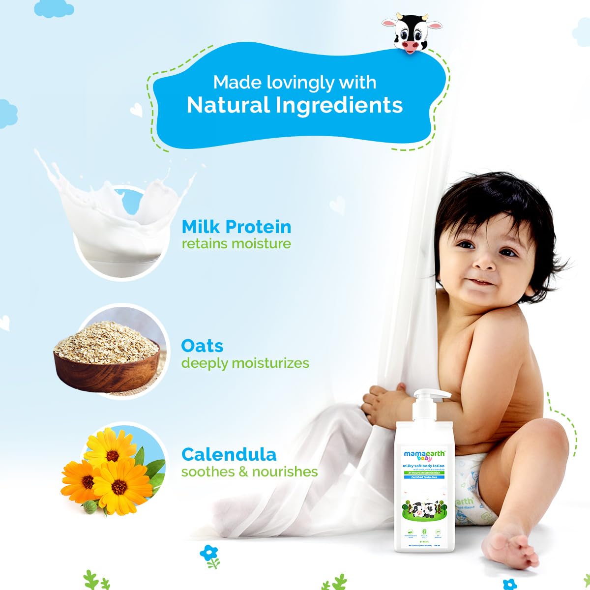 Mamaearth Milky Soft Body Lotion for Babies with Oats, Milk and Calendula - 400ml