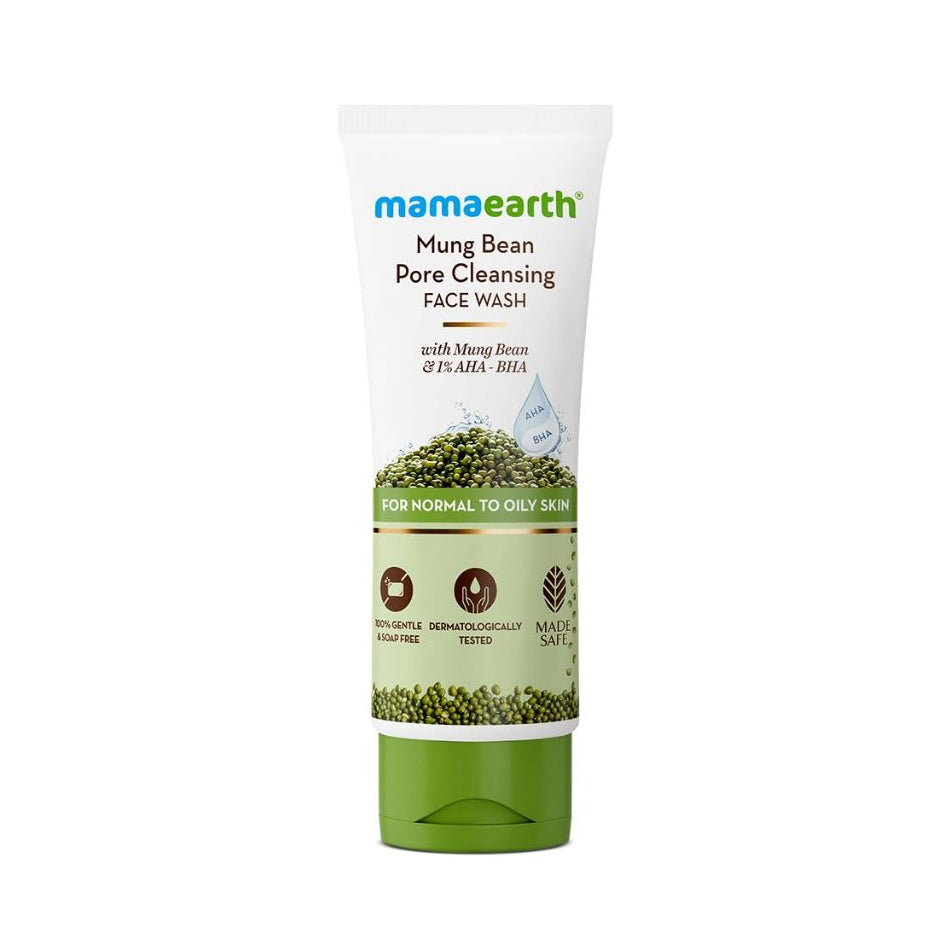 Mamaearth Mung Bean Pore Cleansing Face Wash with Mung Bean, AHA & BHA - 100 ml