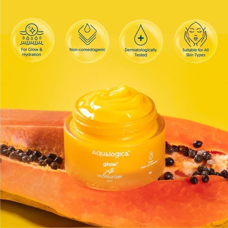 Aqualogica Glow+ Jello Moisturiser 50G with Vit C & Papaya  For Normal, Dry & Combination