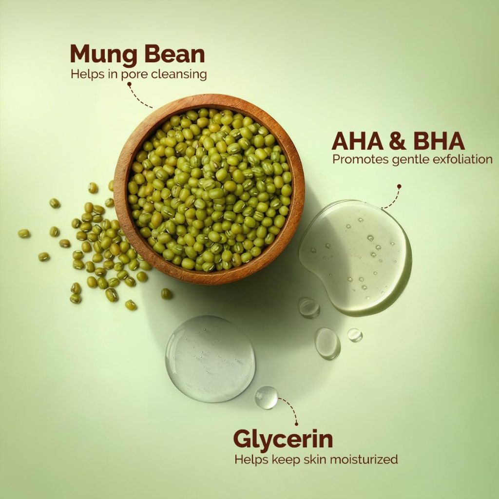 Mamaearth Mung Bean Pore Cleansing Face Wash with Mung Bean, AHA & BHA - 100 ml