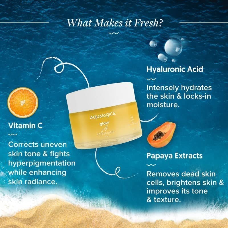 Aqualogica Glow+ Jello Moisturiser 50G with Vit C & Papaya  For Normal, Dry & Combination