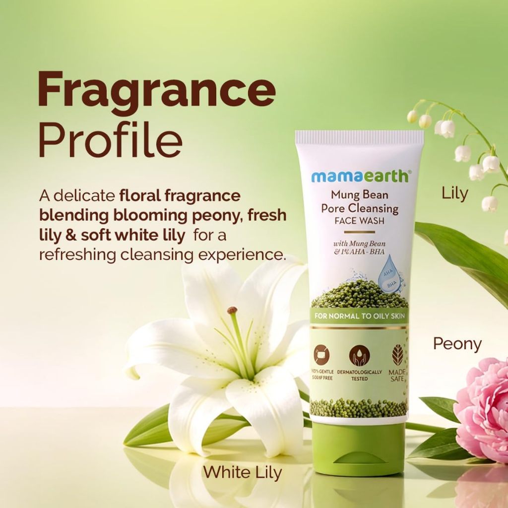 Mamaearth Mung Bean Pore Cleansing Face Wash with Mung Bean, AHA & BHA - 100 ml