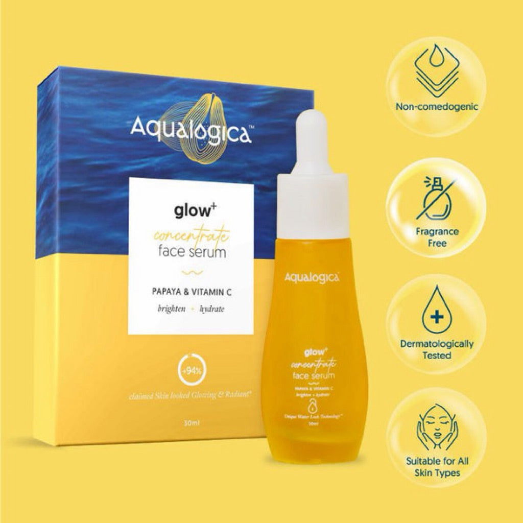 Aqualogica Glow+ Concentrate Vitamin C Face Serum with Hyaluronic Acid, Vitamin C & Papaya 30ml