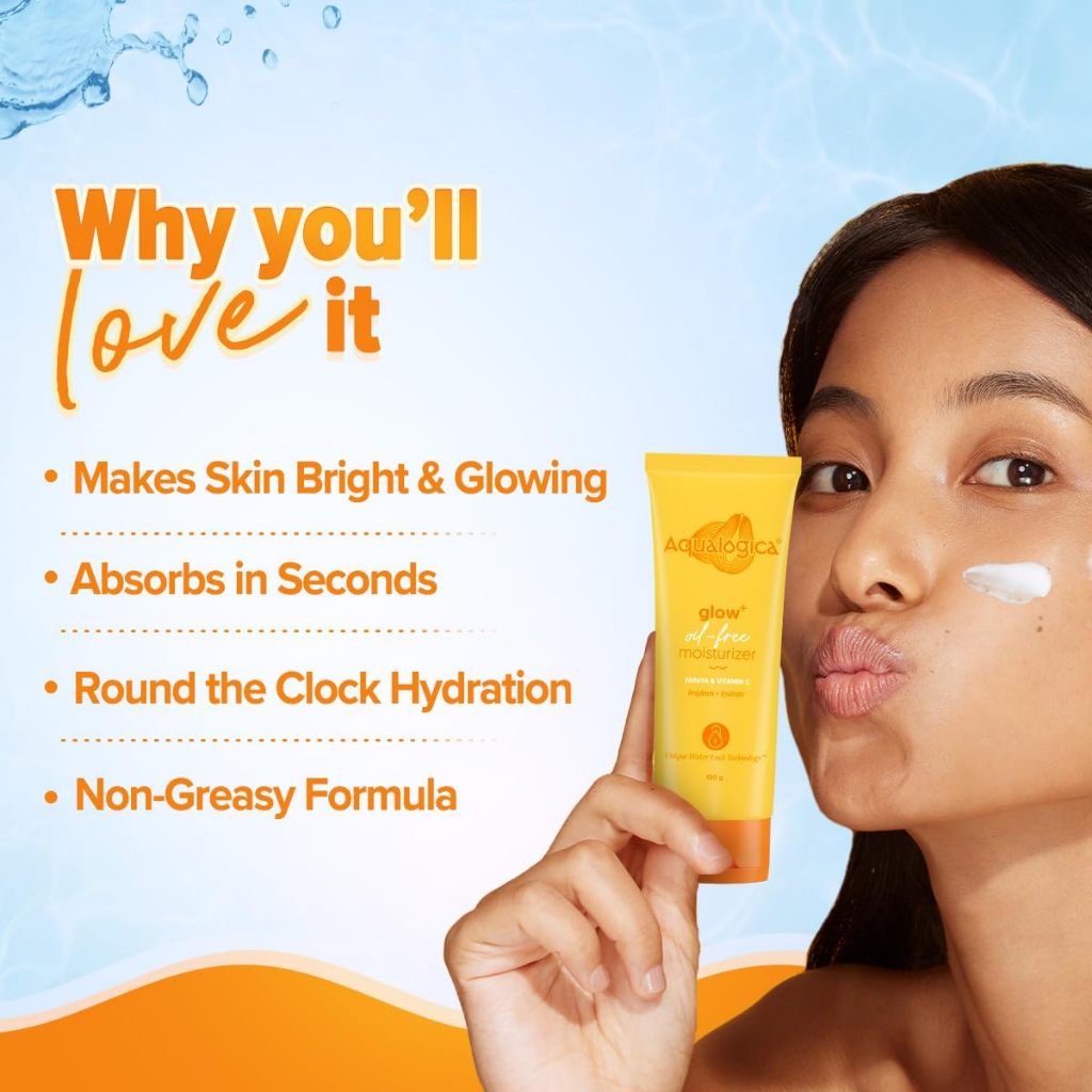 Aqualogica Glow+ Oil-Free Moisturizer with Papaya & Vitamin C| Controls Excess Oil | 100g