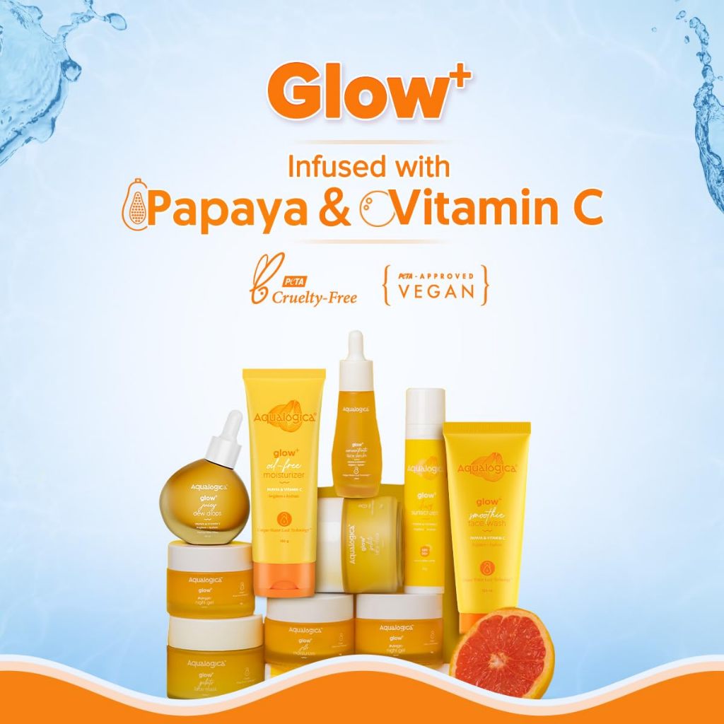 Aqualogica Glow+ Oil-Free Moisturizer with Papaya & Vitamin C| Controls Excess Oil | 100g