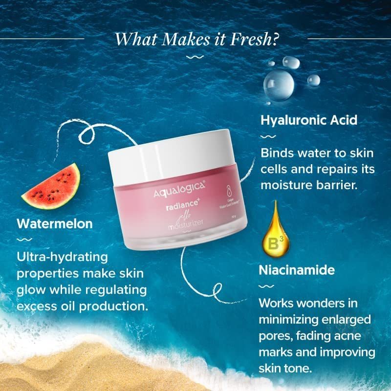 Aqualogica Radiance+ Jello Moisturizer Gel For Pigmentation & Dark Spots - For Dry, Bright