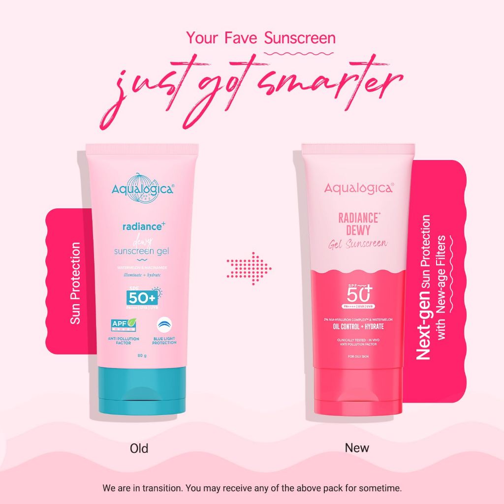 Aqualogica Radiance+ Dewy Gel Sunscreen - 80g | SPF 50+ PA++++ | In-Vivo Tested | New-age Filters