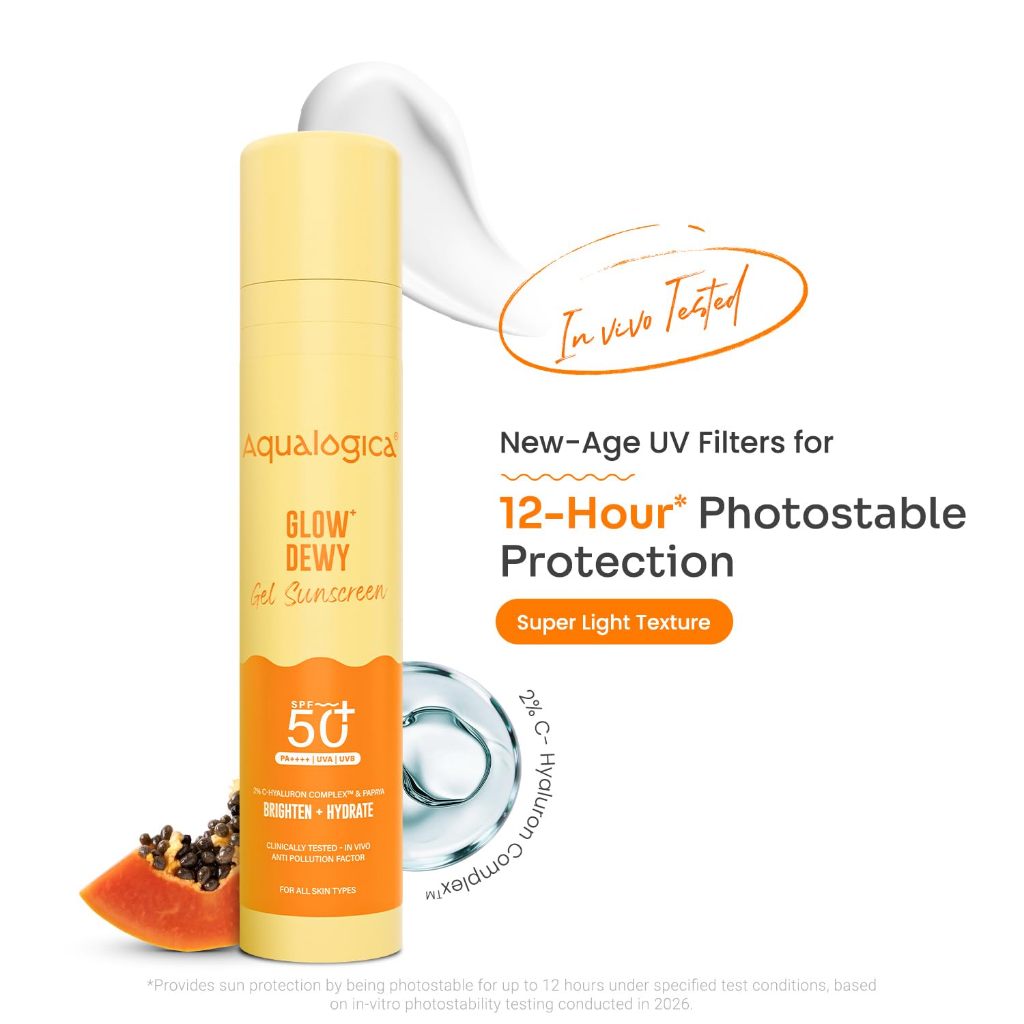 Aqualogica Glow Sunscreen SPF 50 PA+++  | UVA/B & Blue Light Protection | 50g / 80g