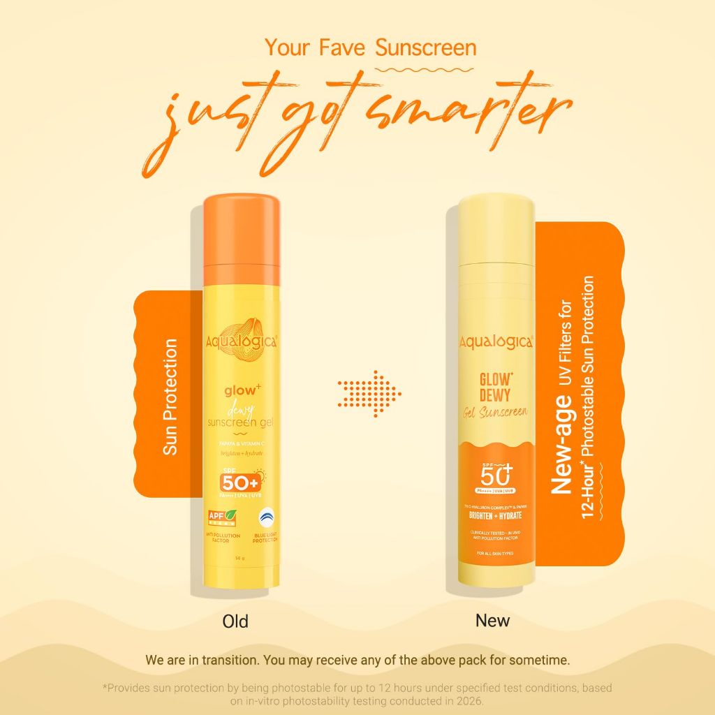 Aqualogica Glow Sunscreen SPF 50 PA+++  | UVA/B & Blue Light Protection | 50g / 80g