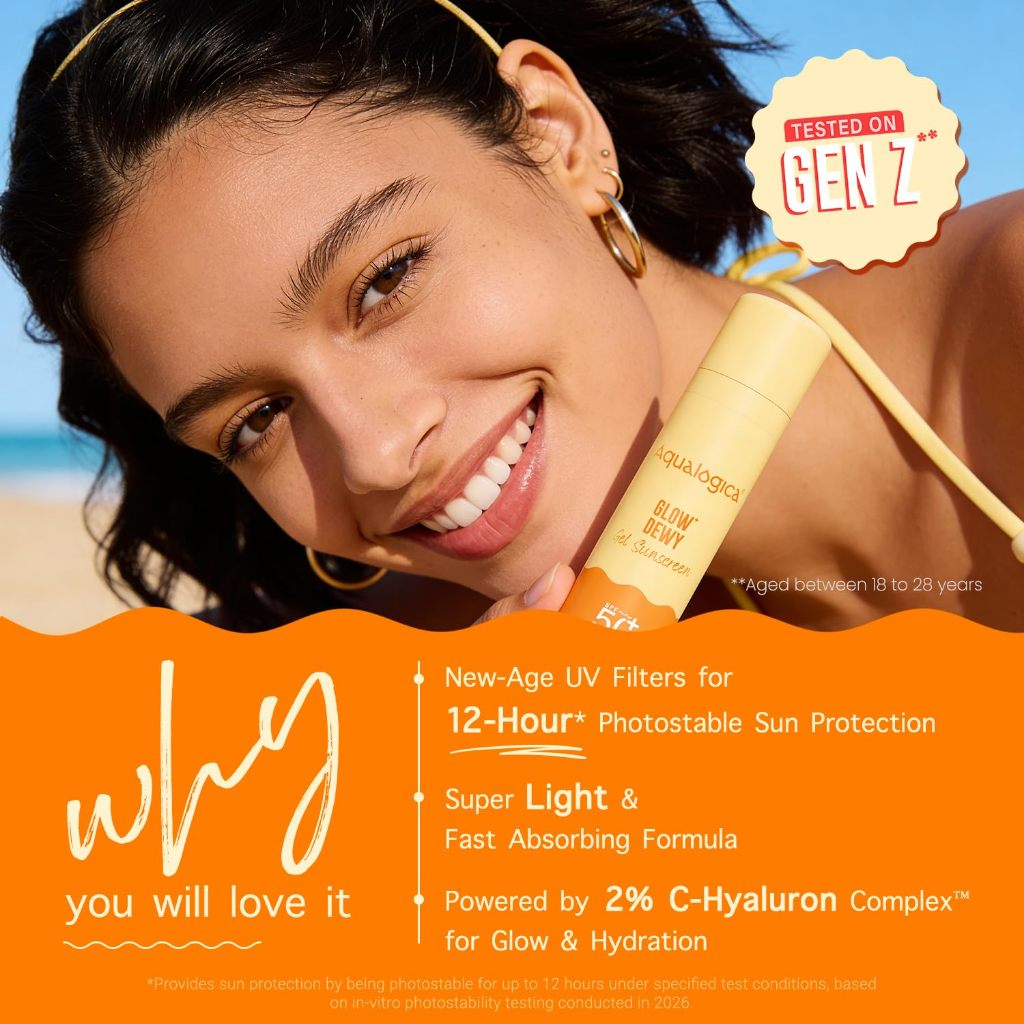 Aqualogica Glow Sunscreen SPF 50 PA+++  | UVA/B & Blue Light Protection | 50g / 80g