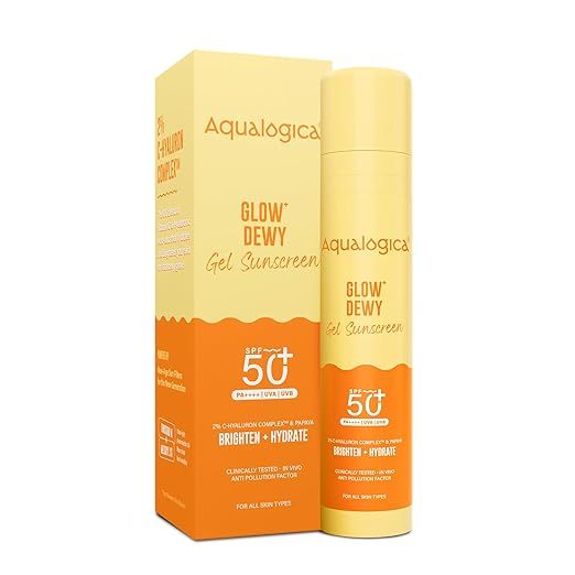 Aqualogica Glow Sunscreen SPF 50 PA+++  | UVA/B & Blue Light Protection | 50g / 80g