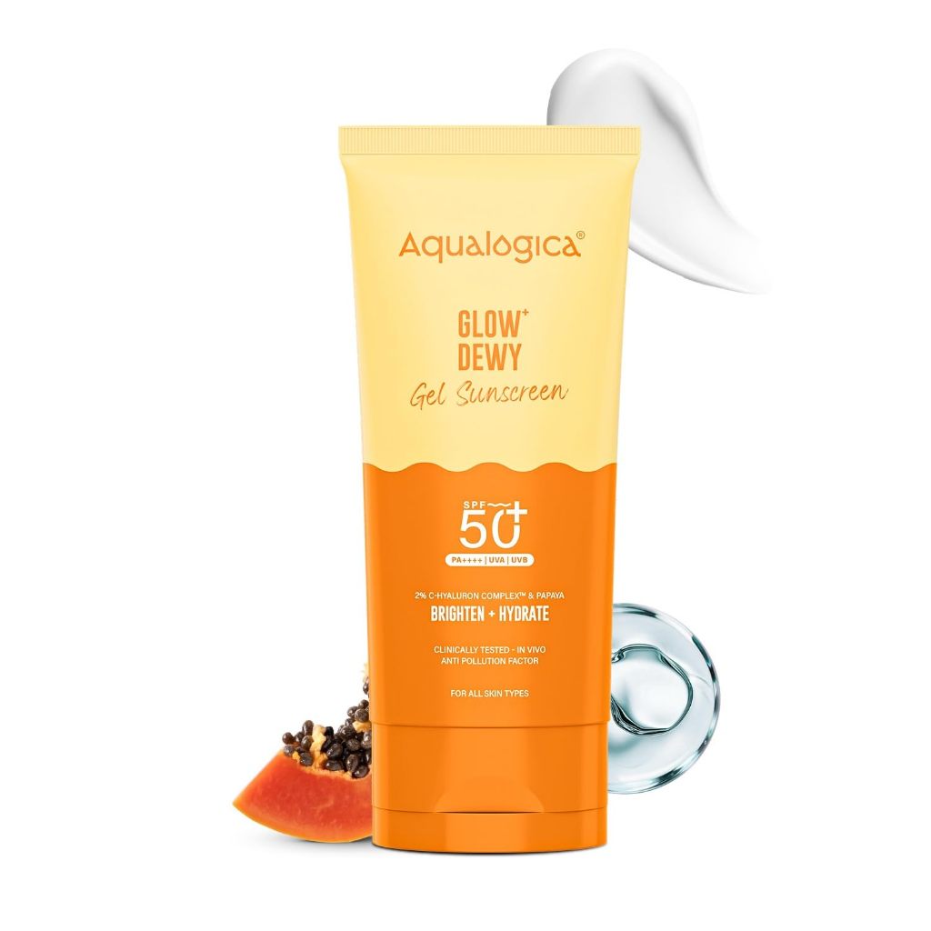 Aqualogica Glow Sunscreen SPF 50 PA+++  | UVA/B & Blue Light Protection | 50g / 80g