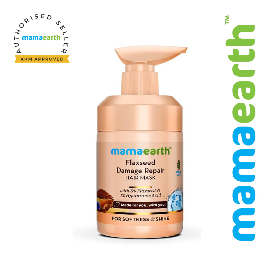 Mamaearth Flaxseed Damage Repair Hair Mask with 5% Flaxseed, 1% Hyaluronic Acid, Ceramides 300ml