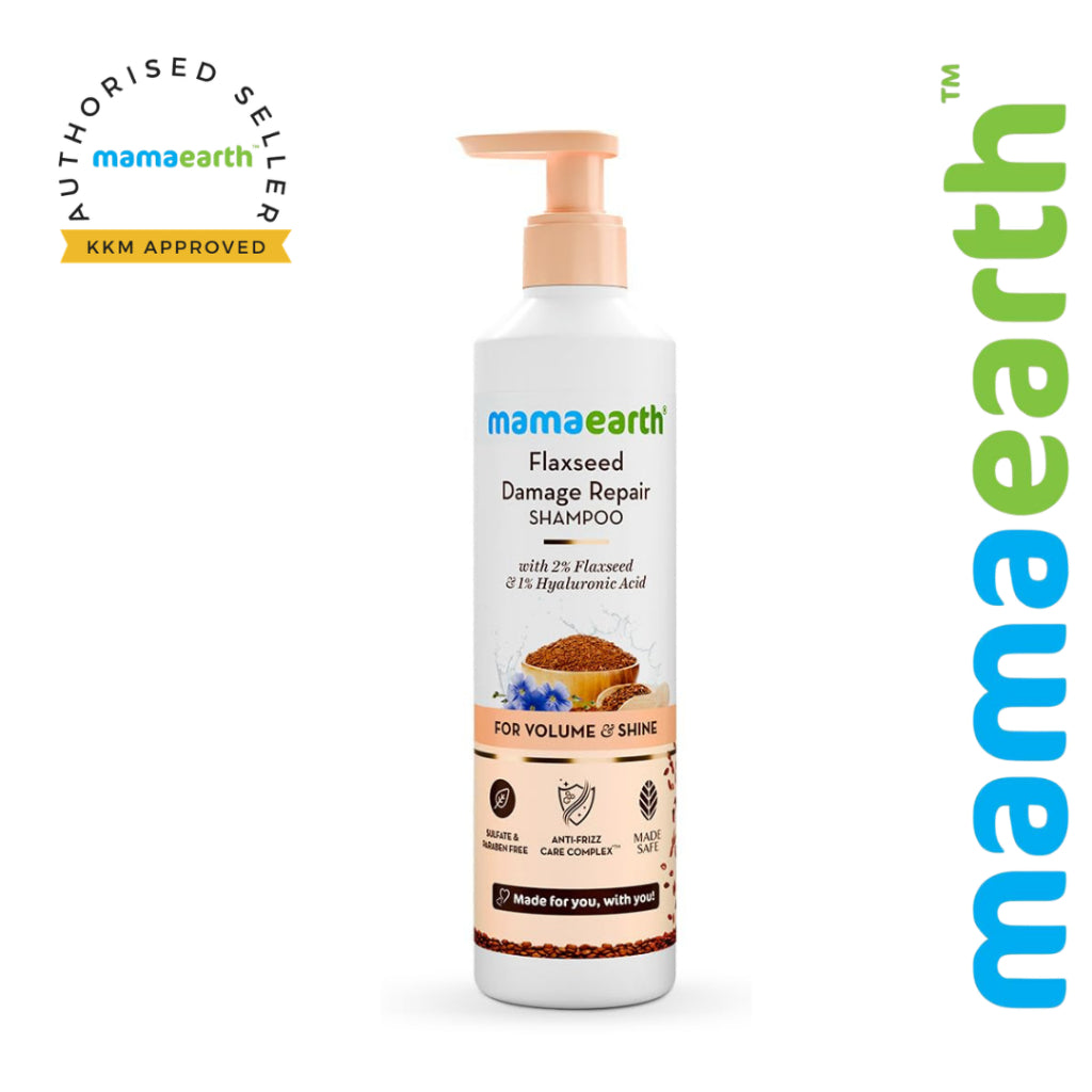 Mamaearth Flaxseed Damage Repair Shampoo 250ml - Damage Repair | Soft, Smooth Volume & Shiny Hair