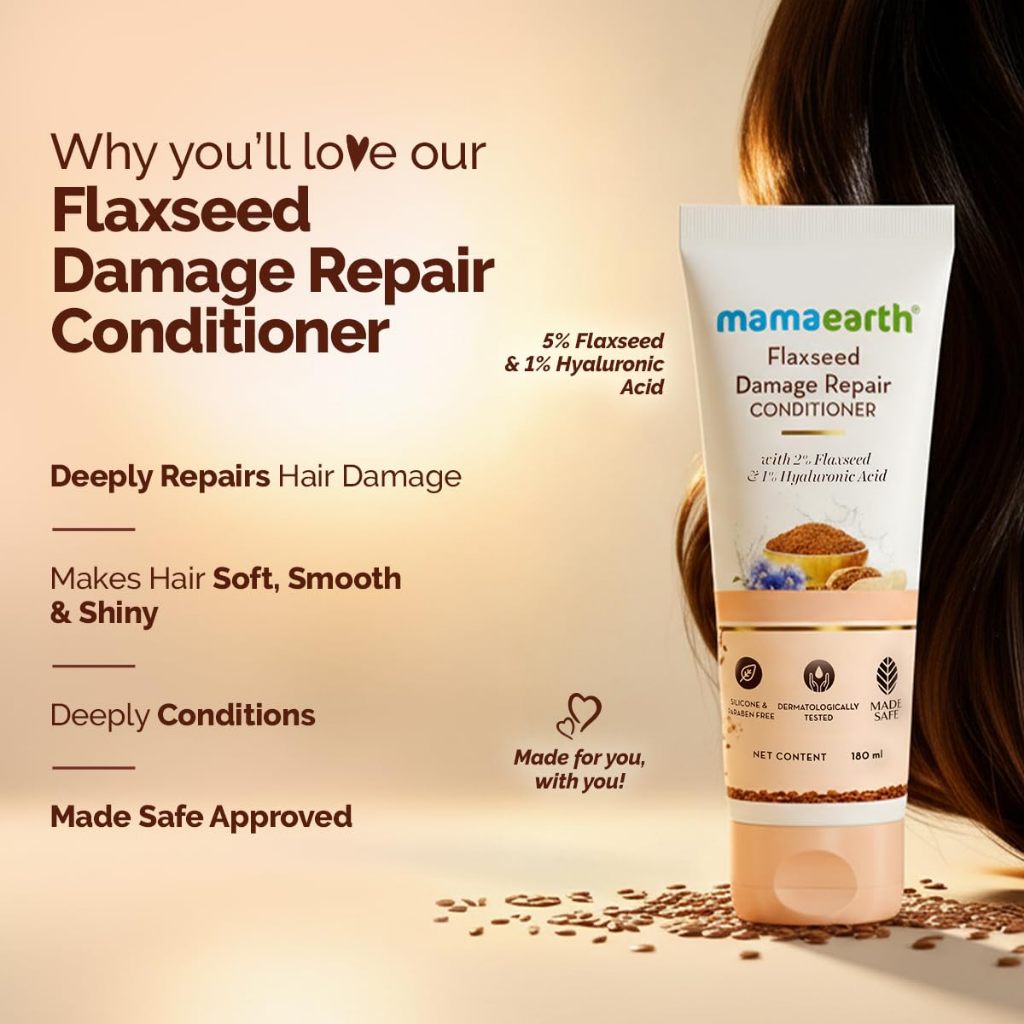 Mamaearth Flaxseed Damage Repair Conditioner for Soft, Smooth & Shiny Hair 180 ml