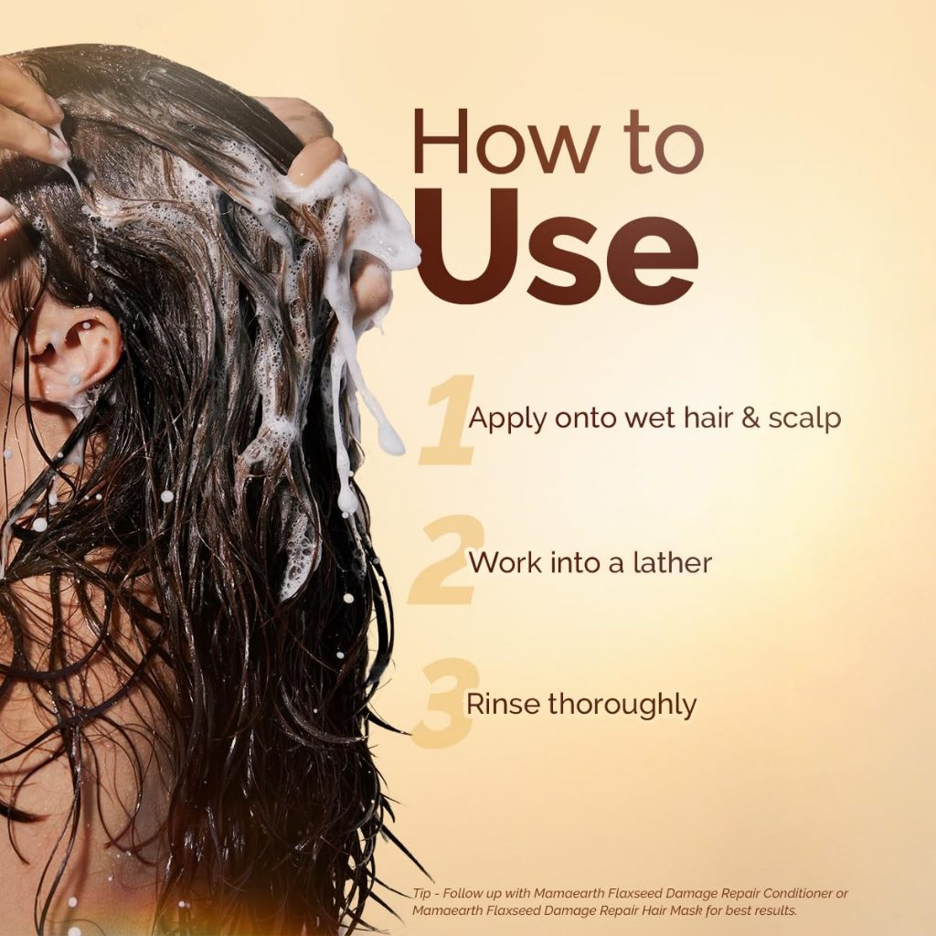 Mamaearth Flaxseed Damage Repair Shampoo 250ml - Damage Repair | Soft, Smooth Volume & Shiny Hair
