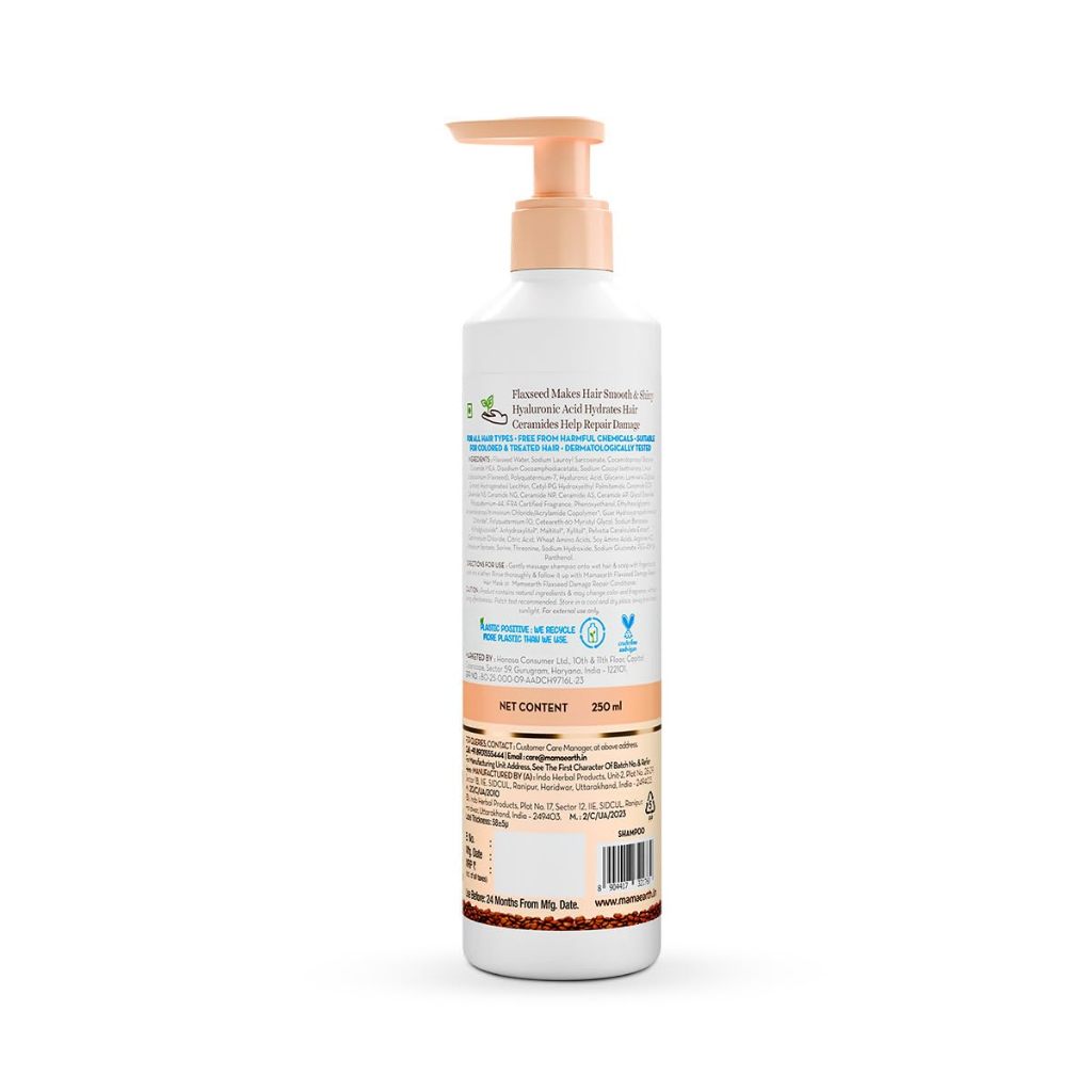 Mamaearth Flaxseed Damage Repair Shampoo 250ml - Damage Repair | Soft, Smooth Volume & Shiny Hair