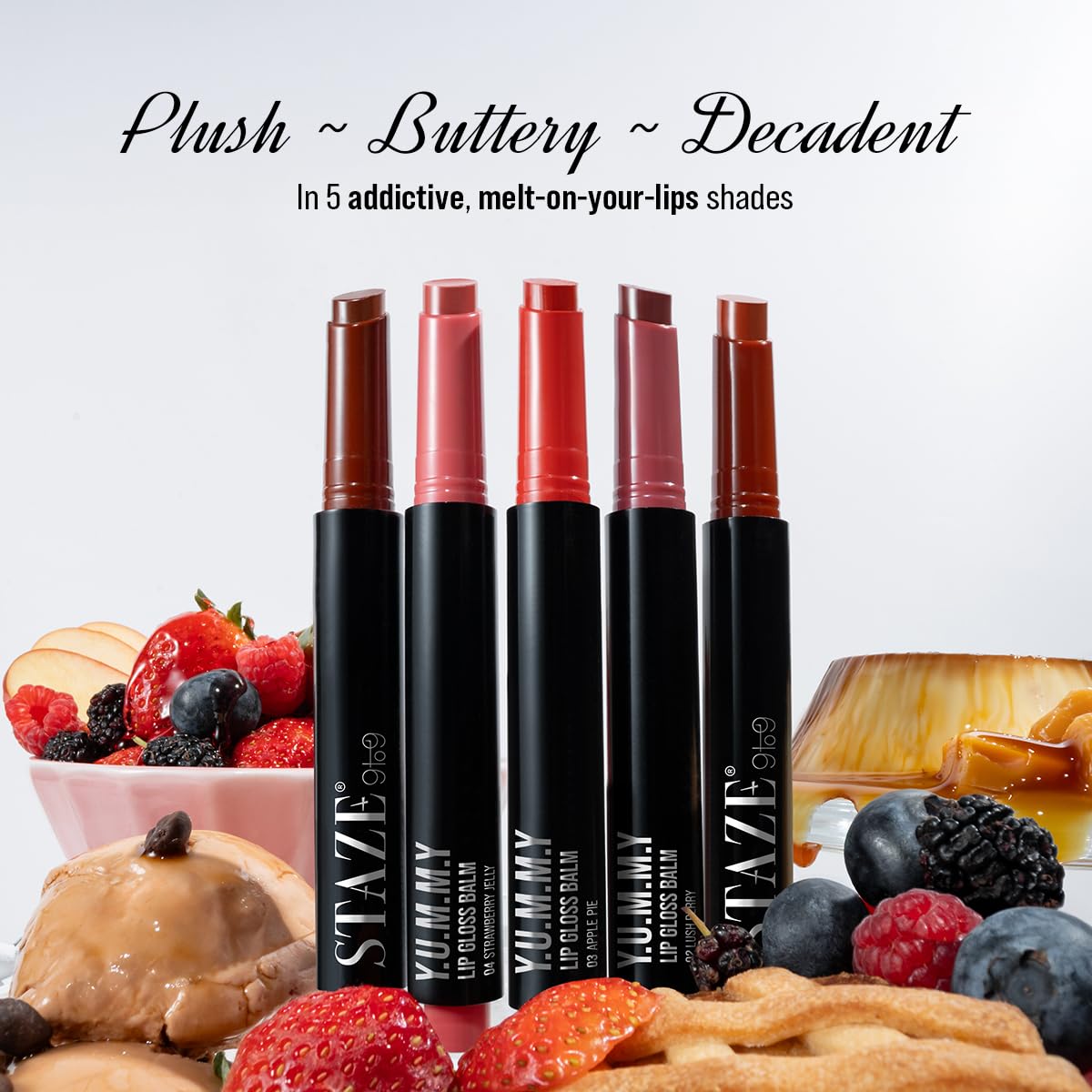 Staze Y.U.M.M.Y Lip Gloss Balm | 3-in-1 Gloss + Tint + Balm | 02 Lush Berry | 2g