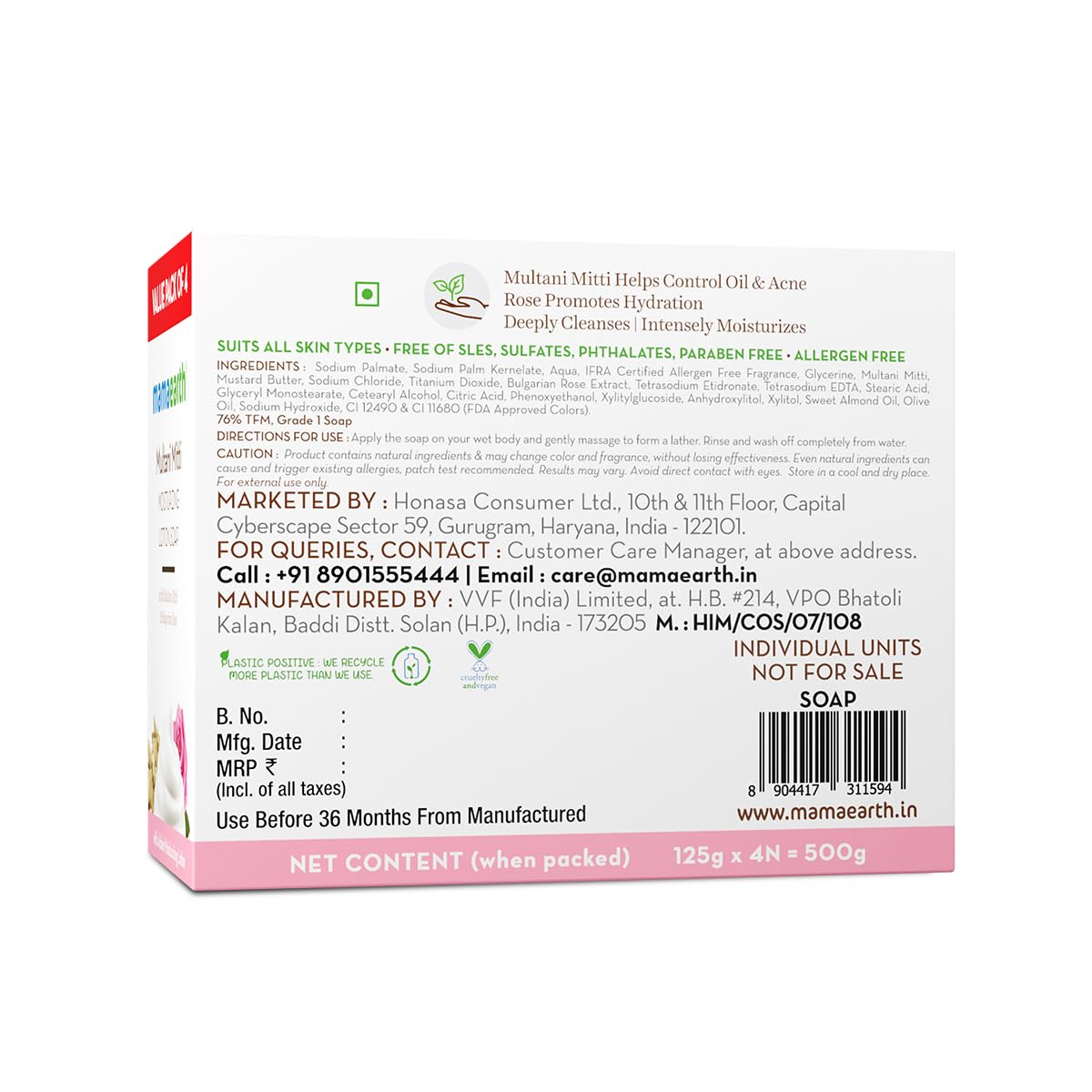 Mamaearth Moisturizing Lotion Soap (Pack of 125g x 4)