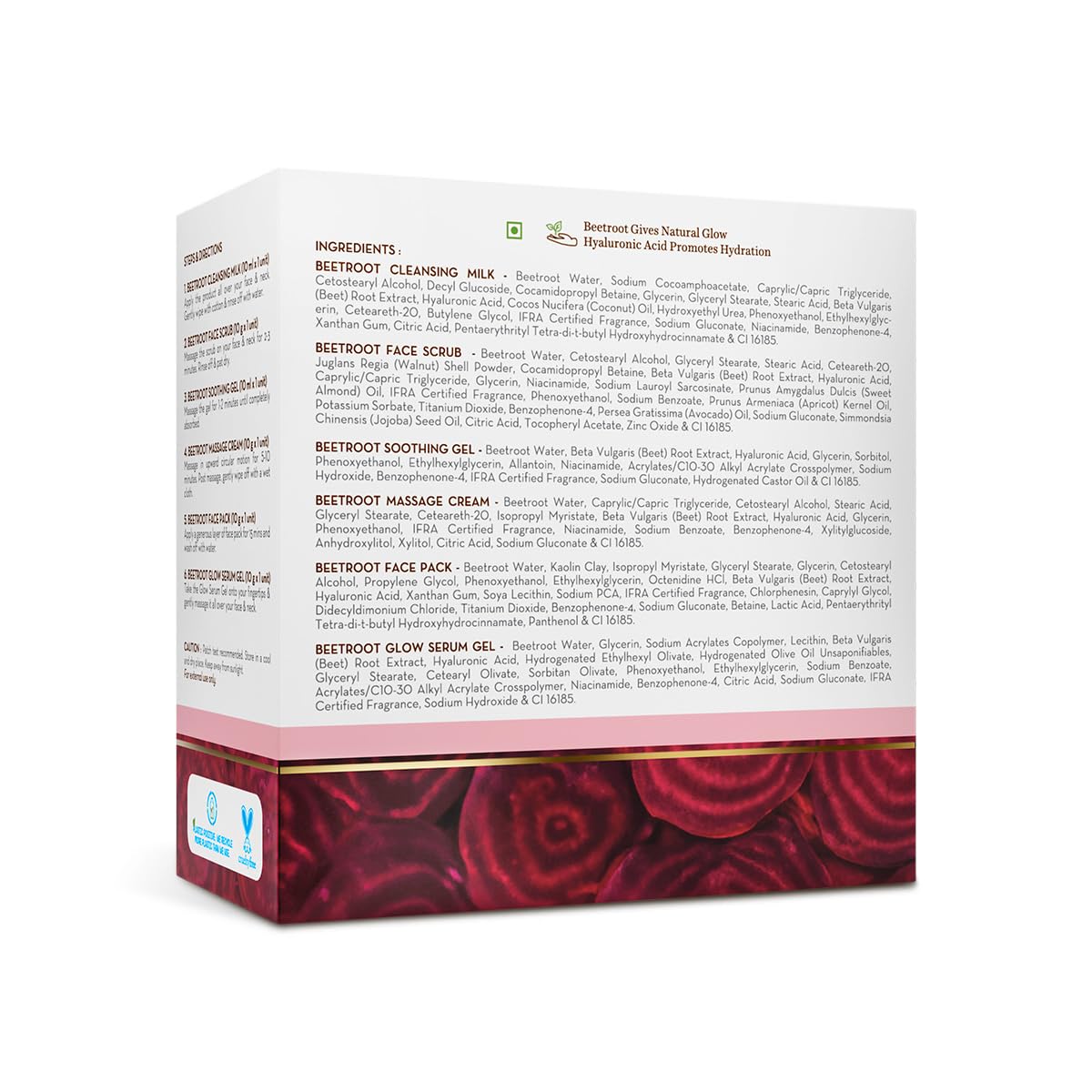 Mamaearth Beetroot Hydraful Facial Kit for Hydrated Pink Glow in 30 Minutes- (2X10 ml) + (4X10 g)