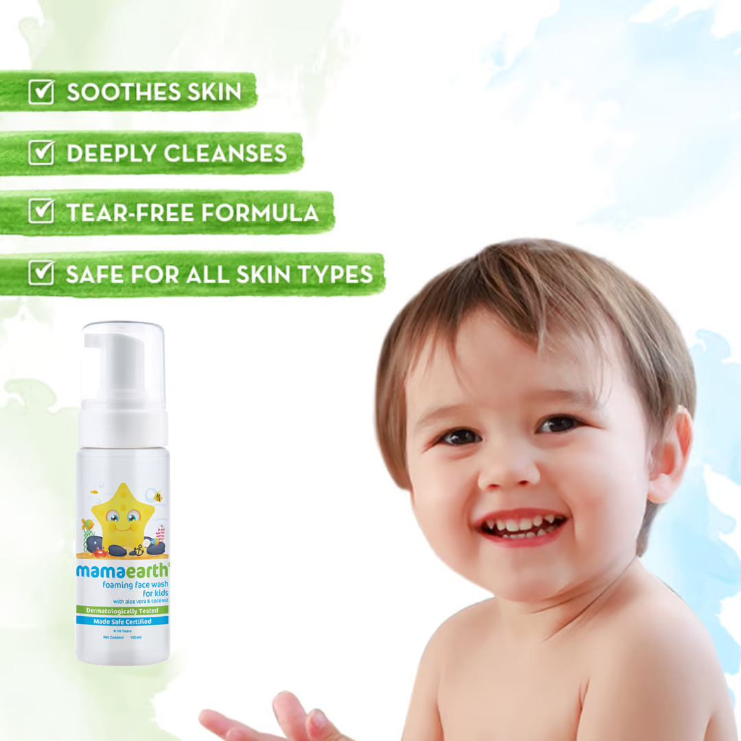 Mamaearth Kids Foaming Clean & Face Cream Duo (Face Wash 150 ml + Milky Soft Face Cream 60 g)