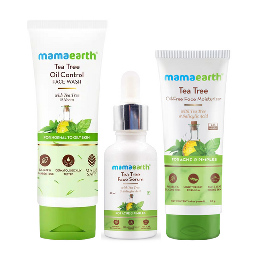 Mamaearth Tea Tree Pimple and Acne Rescue Kit (Tea Tree face wash 100ml + Serum 30ml+ Oil Free moisturiser 80g)