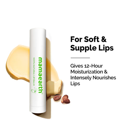 Mamaearth Nourishing 100% Natural Lip Balm with Vitamin E and Shea Butter for Soft & Supple Lips - 4 g