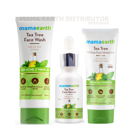Mamaearth Tea Tree Pimple and Acne Rescue Kit (Tea Tree face wash 100ml + Serum 30ml+ Oil Free moisturiser 80g)